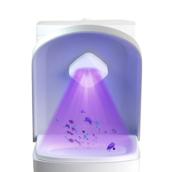 Self-Adhesive Toilet Bowl Cleaner with UV Light Easy Installation Rechargeable Motion Sensor Activated Toilet Lid Light