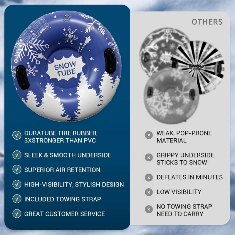Надувные санки-трубы для катания по снегу с ручками, утолщенные зимние санки-трубы, складные санки-трубы для катания на лыжах.