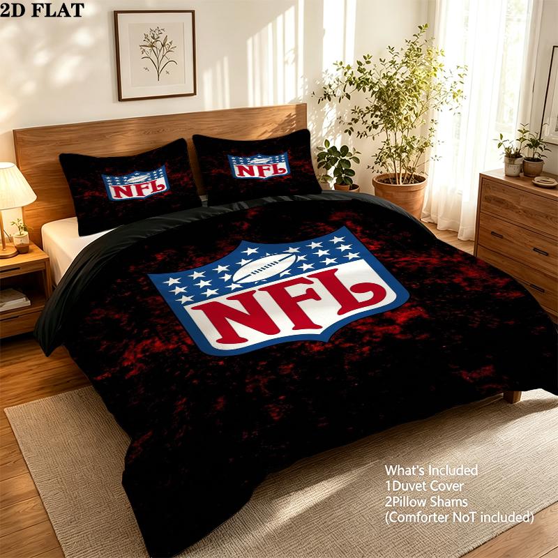 National Football League Pattern Bedding uilt Set uilt Cover Pillowcase Home Decoration Birthday Gift (1 * duvet cover + 2 * pillowcase without core)