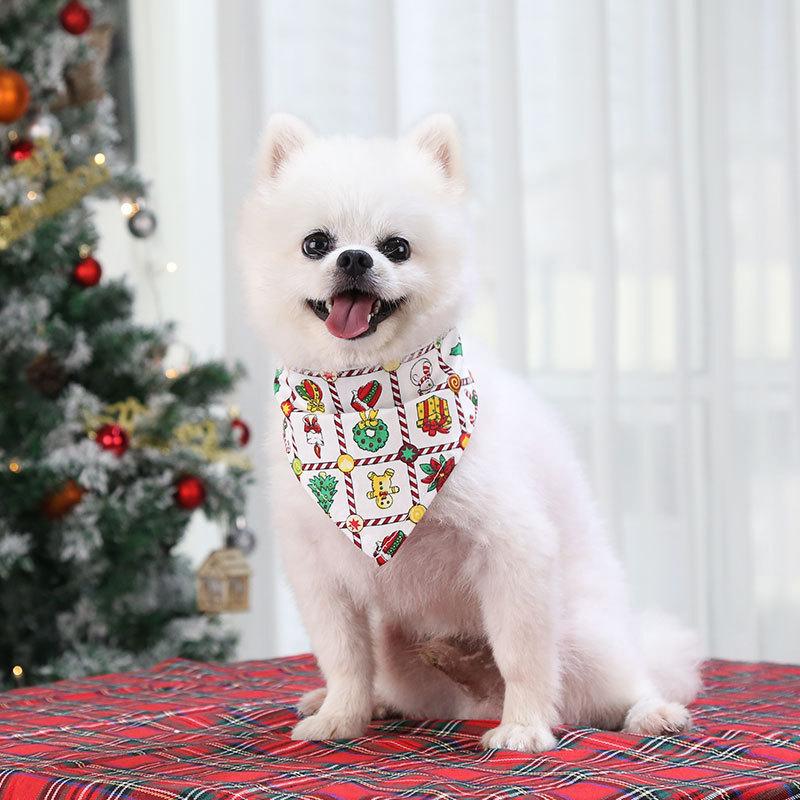 Christmas Pet Bandanas Collar for Small Large Dogs Saliva Towel Dog Triangle Towels Puppy Cotton Scarf Kerchief Pet