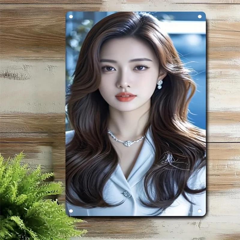 Metal Art Woman Face Profile Poster Korean Beauty Standard Wall Decor Home Art Gift
