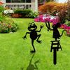 2 Pcs Festive Metal Frog and Metal Mouse Garden Stake Decoration - - Outdoor Christmas Garden Art - No Batteries Required