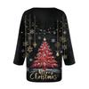 Women's Loose Comfortable Casual Fashion V-Neck Christmas Print 3/4 Sleeve Top