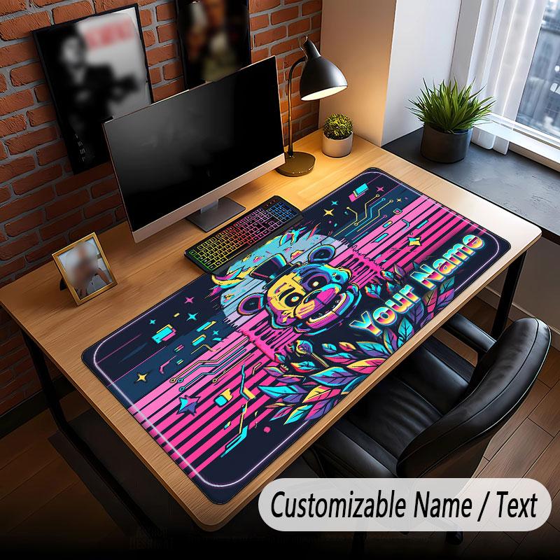 Custom Name Text Big Mouse Pad,Five Nights at Freddy’s Soft Non Slip Extended Desk Mat For Home Office