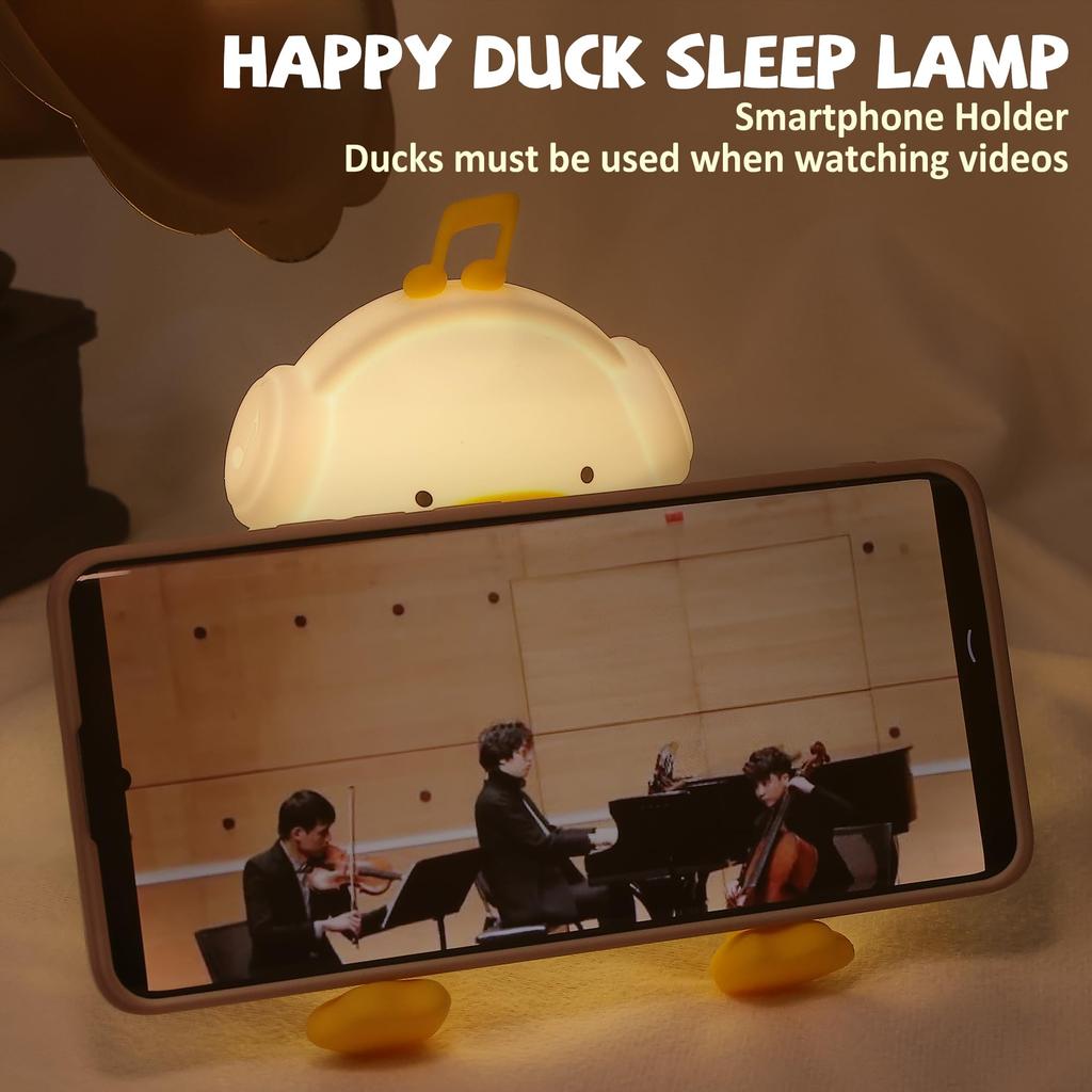 Утка Ночник Anywin Music Duck Милый Силиконовый Светильник-Утка Ночник для Детской Перезаряжаемый 3 Уровня Яркости Таймер Креативный Подарок на День Рождения для Детской