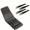 4Pcs Tweezers Set Professional Eyebrow Hair Beauty Pluckers Stainless Black Face Hair Removal Makeup Tool