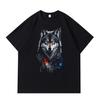 DTG Print Hungry Wolf Series Printed Men's and Women's T-shirts Summer Leisure Versatile High Street Fashion Brand Loose Men's and Women's Tops