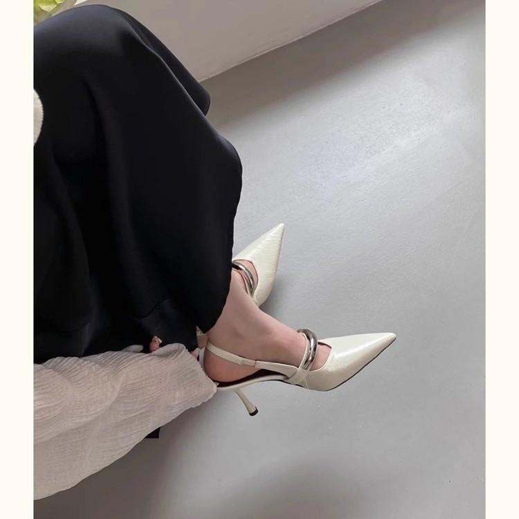 Остроносые босоножки на шпильках женские туфли весна 2025 с юбкой пустые женские туфли Мэри Джейн пригородные туфли на высоком каблуке прилив