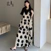 2025 Summer Plus Size Dress Women Casual Vintage Dress Basic Long Elegant Dot Loose Fake Two-Piece Dress