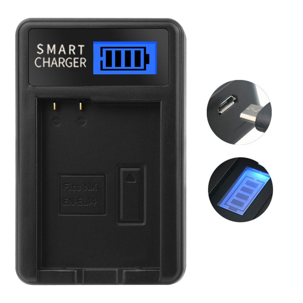ЖК-дисплей USB Сменное зарядное устройство EN-EL14 для аккумуляторов камер Coolpix P7000 P7100 D3200 D3300 D5100 D5200 P7700 P7800 D3100