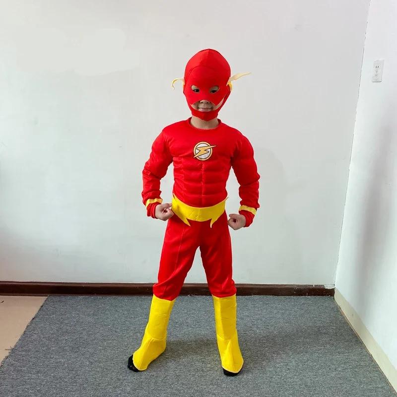 G^ Deluxe Flash Costume Fancy Dress Up s Movie Carnival Party Halloween Flash Cosplay Costumes Mask Belt With Shoes 32Y3C