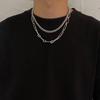Trendy Double-Layer Titanium Steel Necklace with Retro Pendant - Hip-Hop Style, Versatile and Unique Accessory