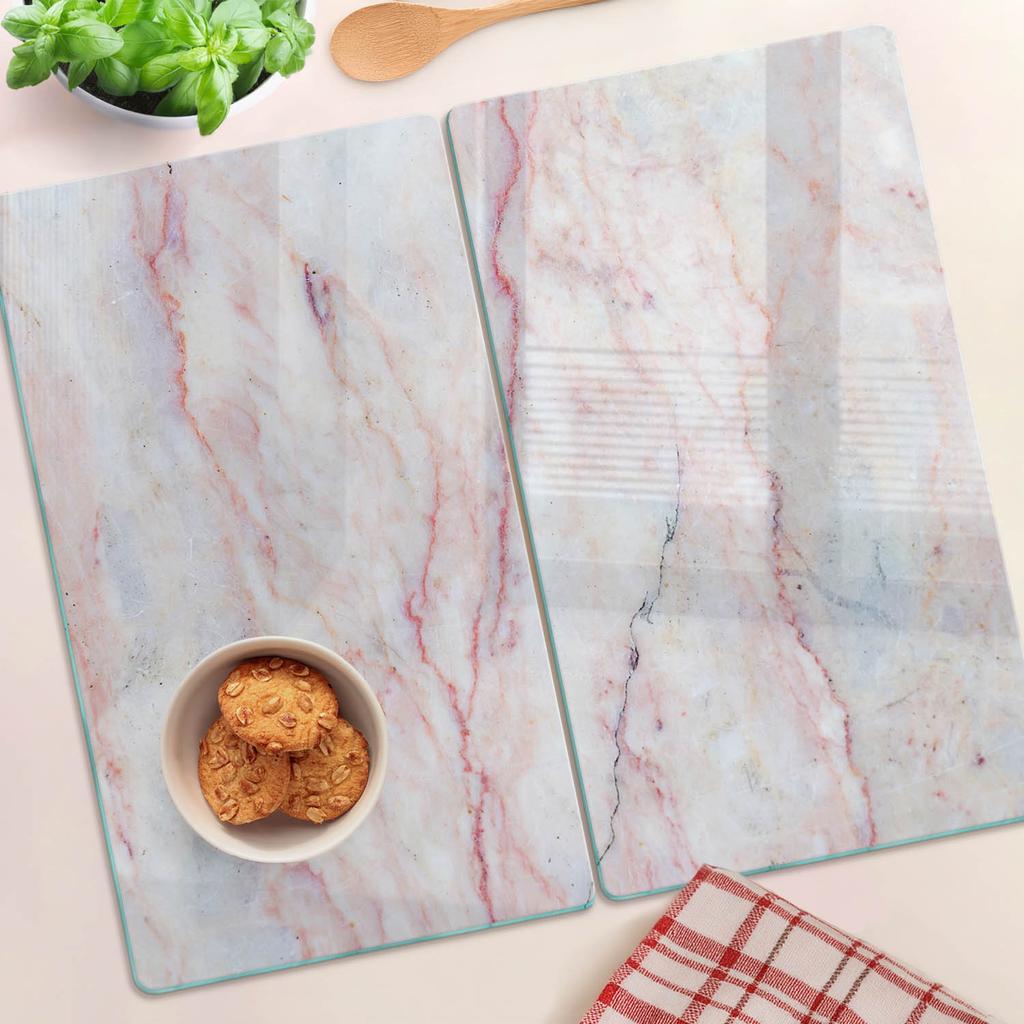 Multifunctional Decorative Glass Boards with Marble Print 2x30x52 cm