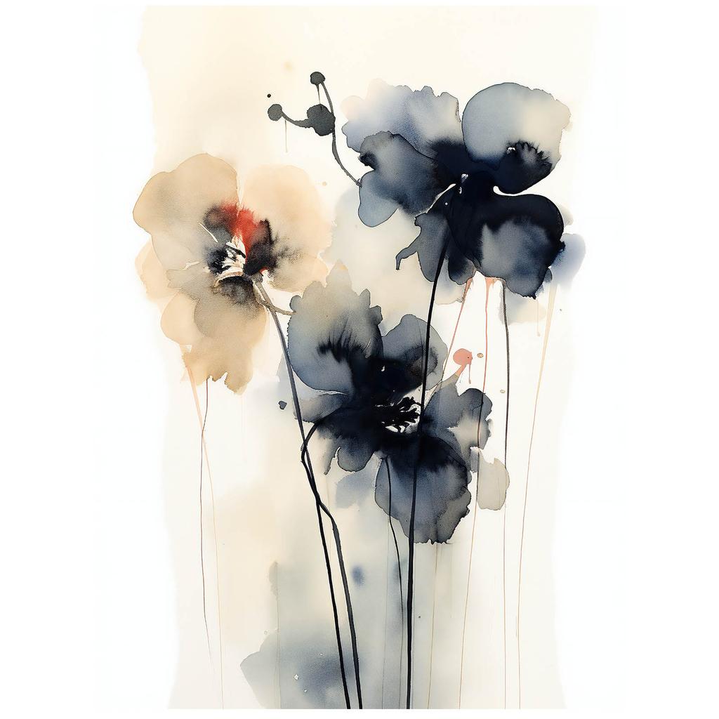 Dynamics of Flowers In Watercolor Dynamics of Flowers In Watercolor, 40X50 Cm, Frameless, Matte Paper 230 Gsm