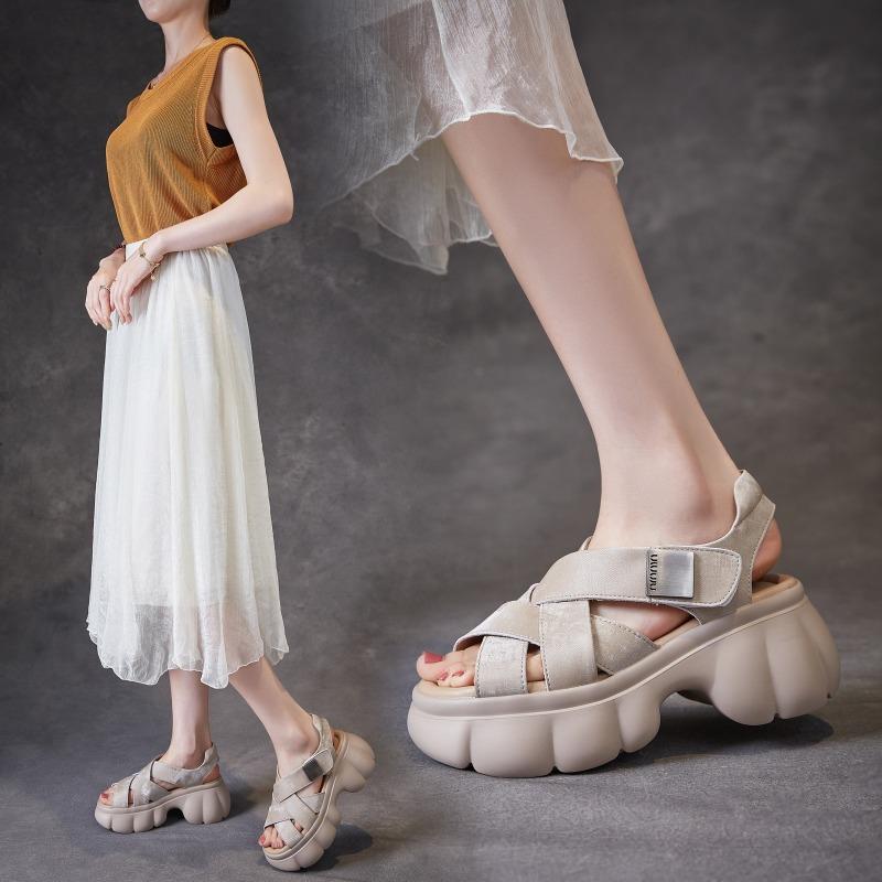 2025 Летняя обувь из натуральной кожи, женские босоножки на платформе, модные брендовые туфли на высоком каблуке, женские туфли для вечеринок, элегантные босоножки на высоком каблуке 8 см