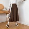 Длинная плиссированная юбка, летняя корейская мода, однотонная юбка-миди с высокой талией, элегантная трапециевидная модная уличная одежда, плиссированные юбки
