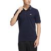Men's Alphabet Logo Embroidered Stripe Buckle Short Sleeve Legendary Ink Blue Polo Shirt HS4393