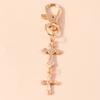 Fashion Crystal Cross Charms Keychains Souvenir Gifts for Women Men Car Key Handbag Pendants Keyrings DIY Jewelry Accessories