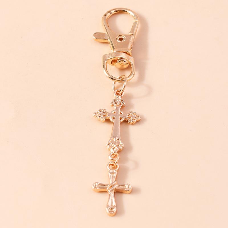 Cute Enamel Cross Keychain Religious Key Ring Pendants for Car Key Holder Handbag Decor DIY Jewelry Gifts Accessories