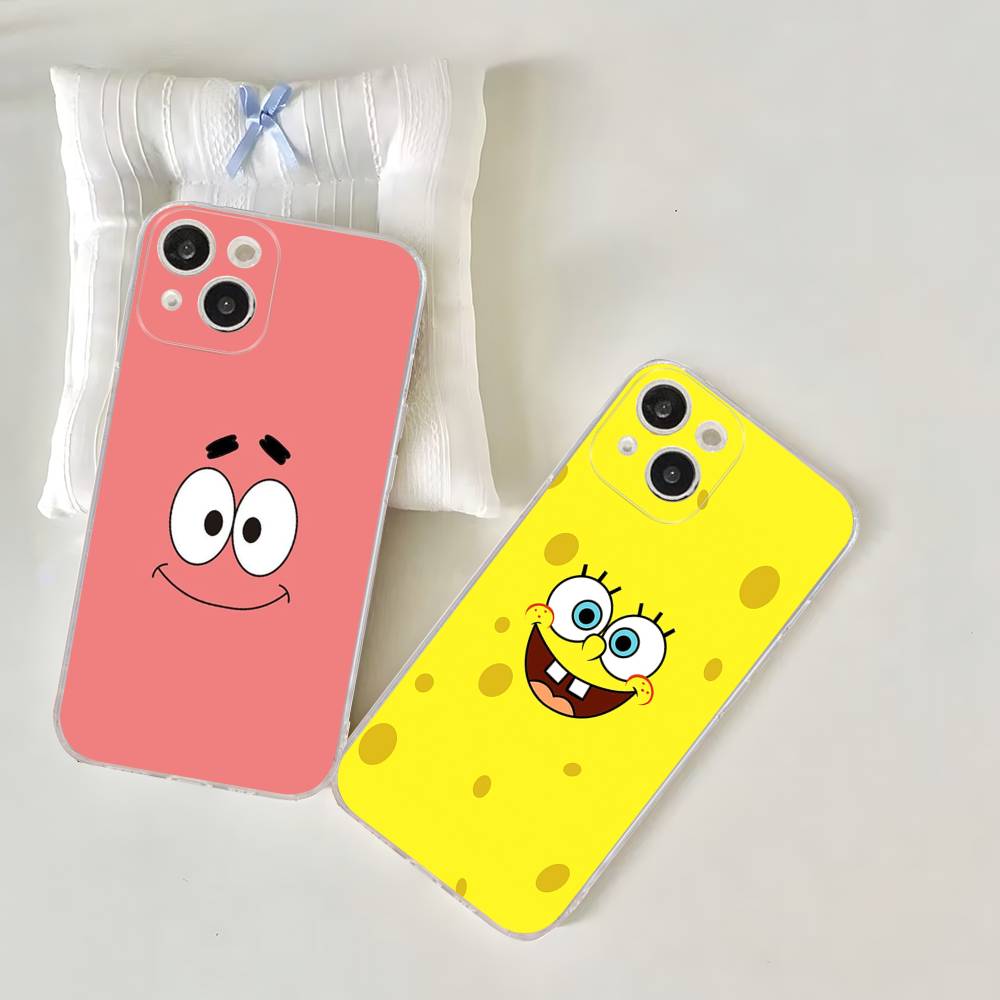 Cute SpongeBob Dolls Phone Case for iPhone 17 16 15 14 13 12 11 Pro Max Plus Soft Cover Personalized DIY