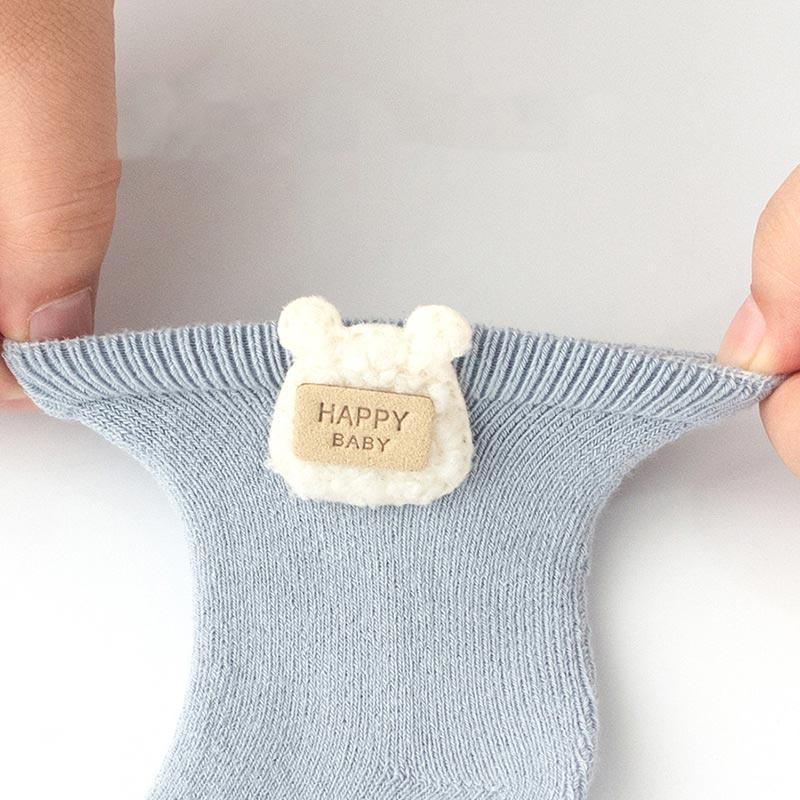 3 пары милых теплых детских носков, зимние утолщенные плюшевые махровые носки для новорожденных, однотонные детские носки с рисунком кролика и медведя