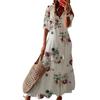 Women's V Neck Long Dress Loose Travel Summer Beach Sundress Bohemian Swing Maxi Dresses