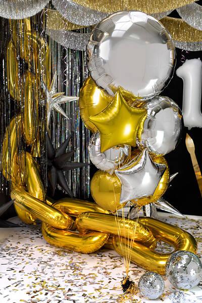 Balon Foliowy Okrągły Pastylka, Złoty, 59 Cm