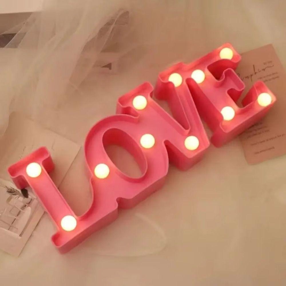 Warm Light LED Night Light Plastic Material Heart Marquee Lamp Table Lamp Valentine's Day