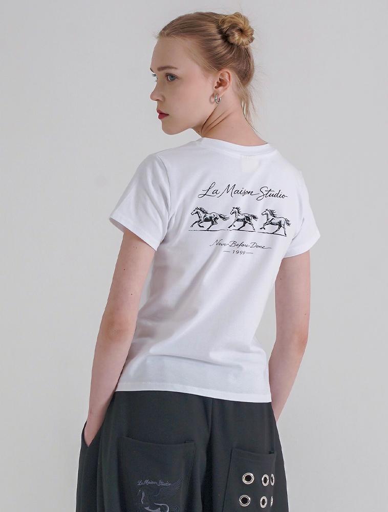 LA MAISON STUDIO Белая/Черная футболка Mustang Slim Fit с коротким рукавом (Fcg2Ts770W)