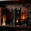 Luminous Figurine for Home Gothic Cathedral LED Candle Lantern, Church Shaped Flameless Tealight Lamp, Holiday Party Ornament Spooky Vintage