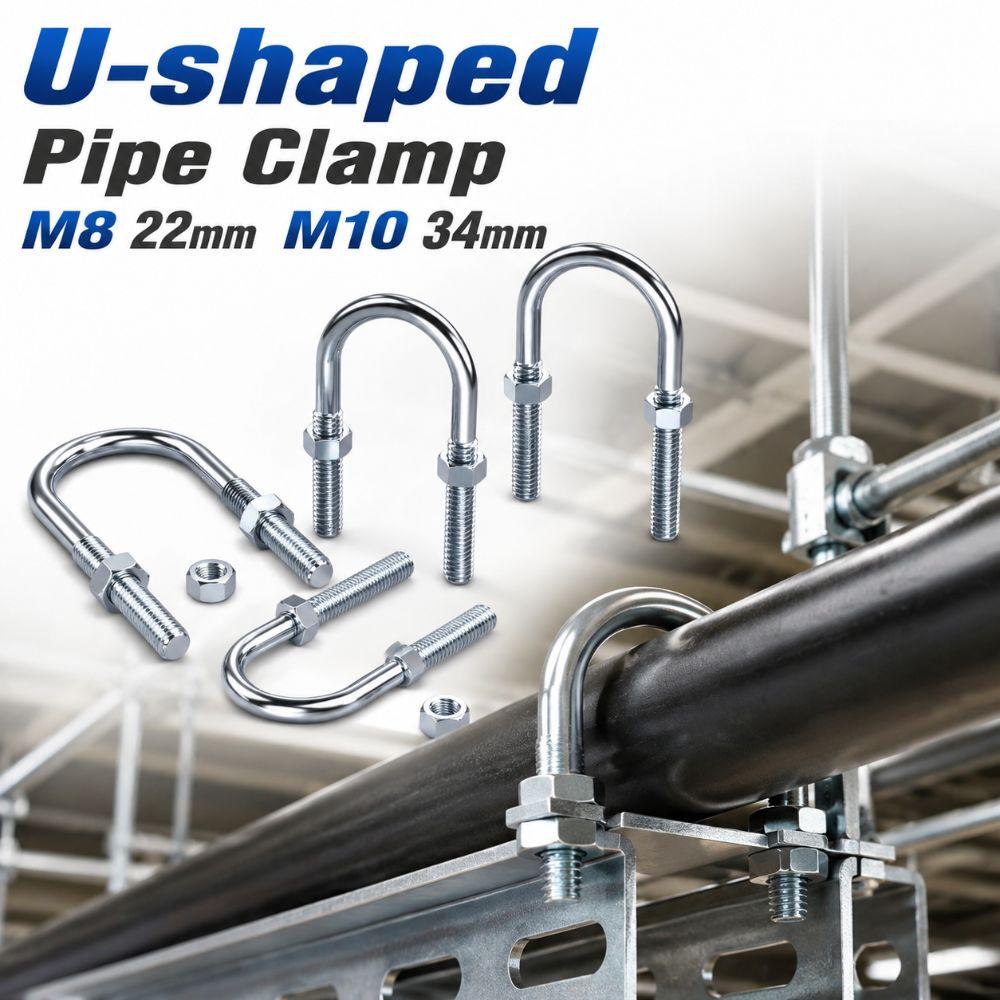 Multifunctional U-shaped Pipe Clamp with Screw Nut Fixed Clamp  Pipes, Building Fasteners