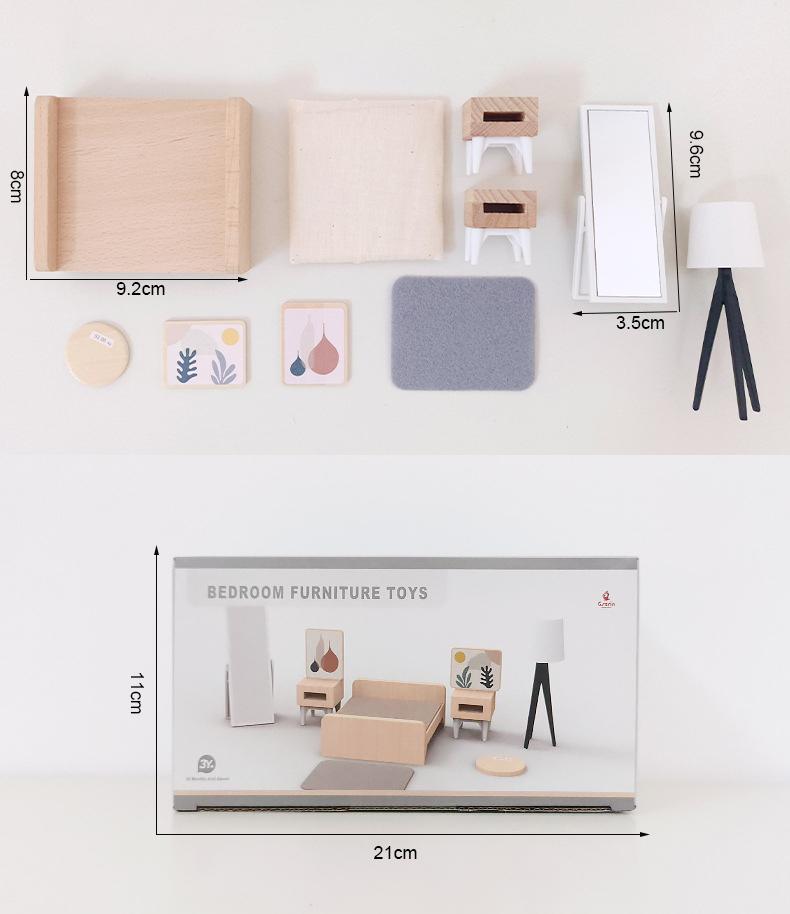 Современный кукольный домик, набор украшений деревянной мебели, сделай сам, ванная комната, спальня, кукольный домик, кухонные принадлежности, стол и стулья, детские аксессуары