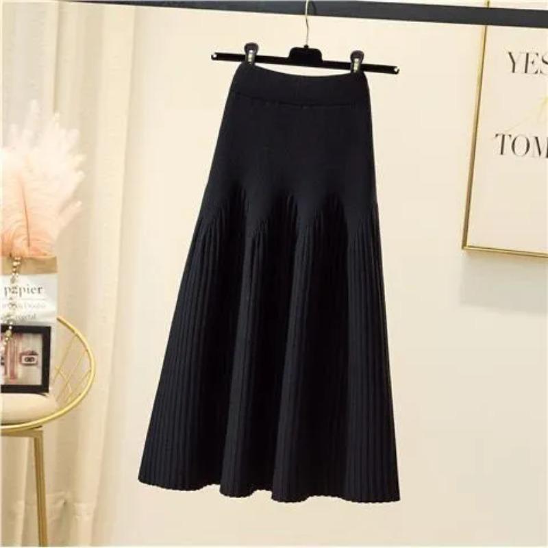 Midlength Thickened Skirt Womens Knitted Wool Skirt Allmatch Aline Long Skirt Autumn And Winter