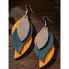 1 Pair Creative Multi-Layer S-Shaped Leaf Leather Earrings, Vintage 3-Layer PU Leather Earrings For Women, Gift Earrings