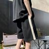Шорты Женские Летние Свободные Широкие Короткие до Колена Высокая Талия Цветовое Сочетание Повседневные Эластичная Талия Спортивные Пятиточечные Шорты