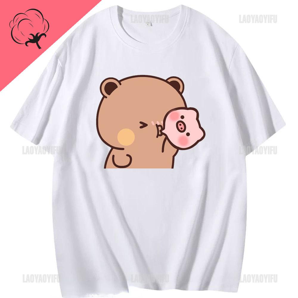 Футболка Kawaii Bubu Dudu для девочек с рисунком панды, футболка унисекс, летняя повседневная футболка унисекс, женская хлопковая футболка унисекс