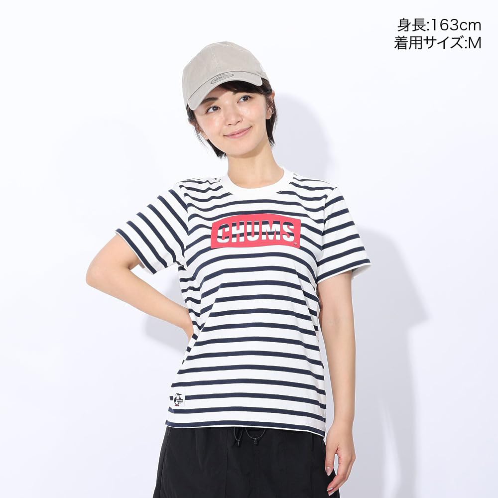 Футболка с логотипом WM [Chums] Футболка женская белая/темно-синяя×красная2