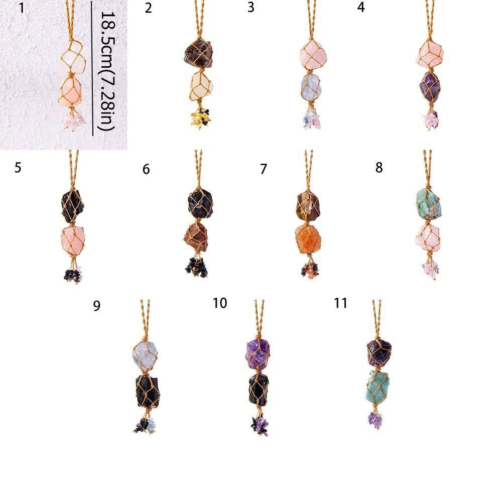 Irregular Crystal Stone Hanging Ornament Mysterious Raw Stone Pendant Car Decor