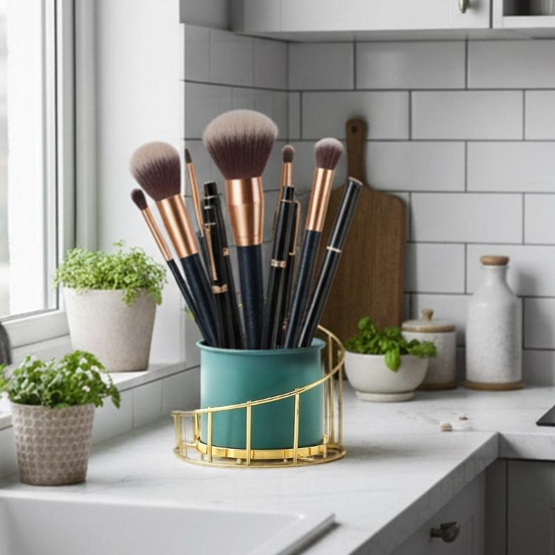 Ceramic Flowerpot Flower Plant Pots Balcony Courtyard Potted Plant Flowerpot with Iron Frame Home Garden Tray