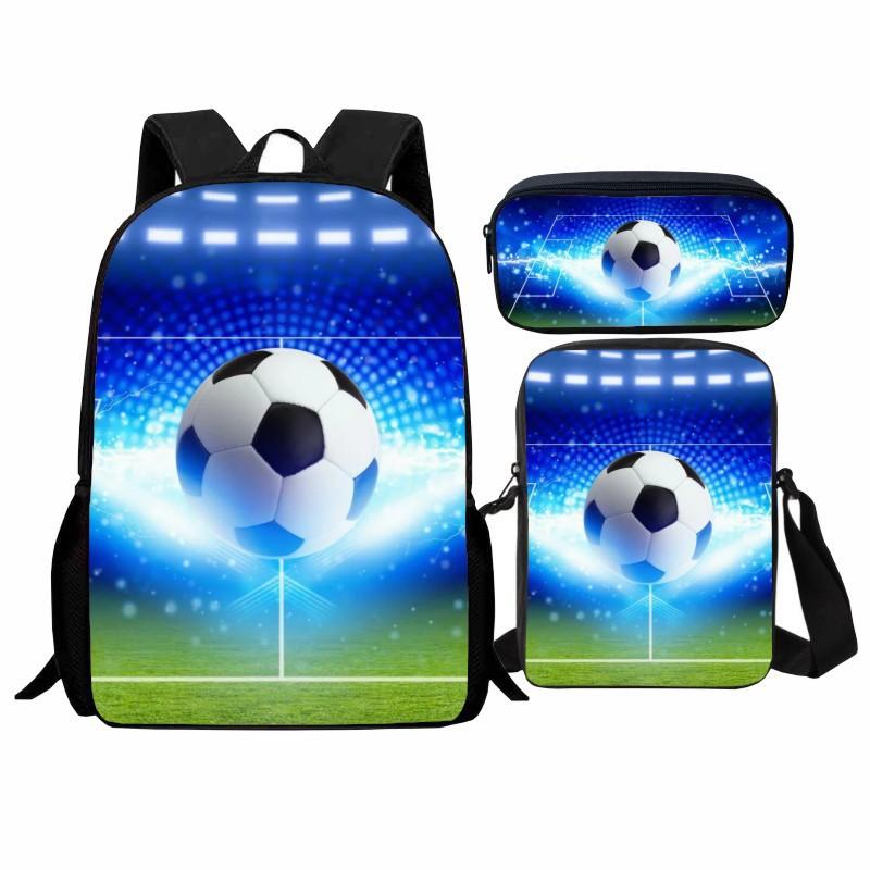 Trendy Popular flame football 3D Print 3pcs/Set pupil School Bags Laptop Daypack Backpack Inclined shoulder bag Pencil Case