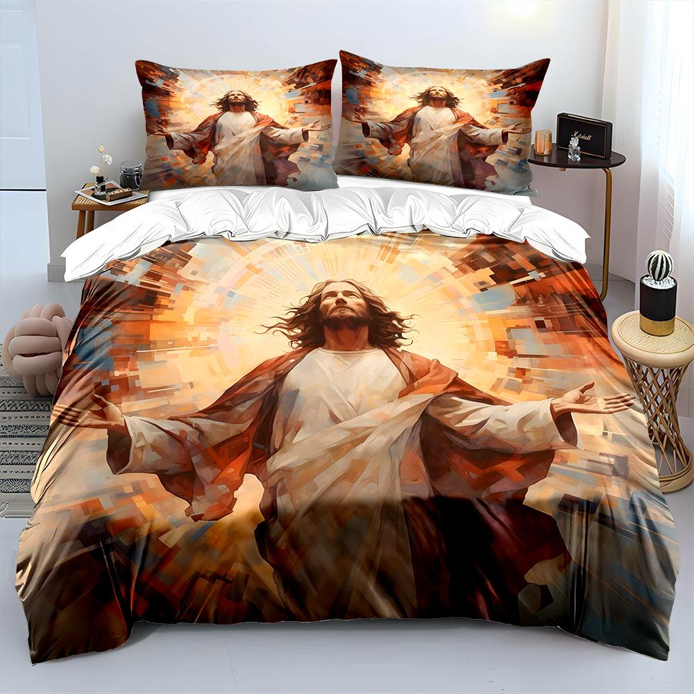 Radiant figure surrounded by light Print Soft Comfortable Duvet Cover Bedding Set Included 1*Duvet Cover  2*Pillowcases