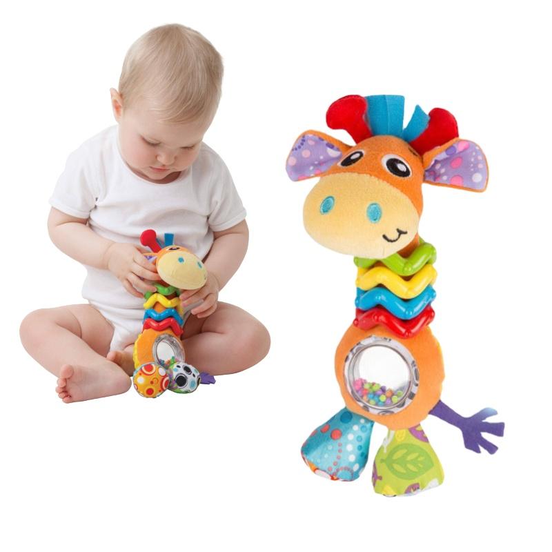 Mummabubba Soft Plush Giraffe Rattle Bell Teether Toy For Babies