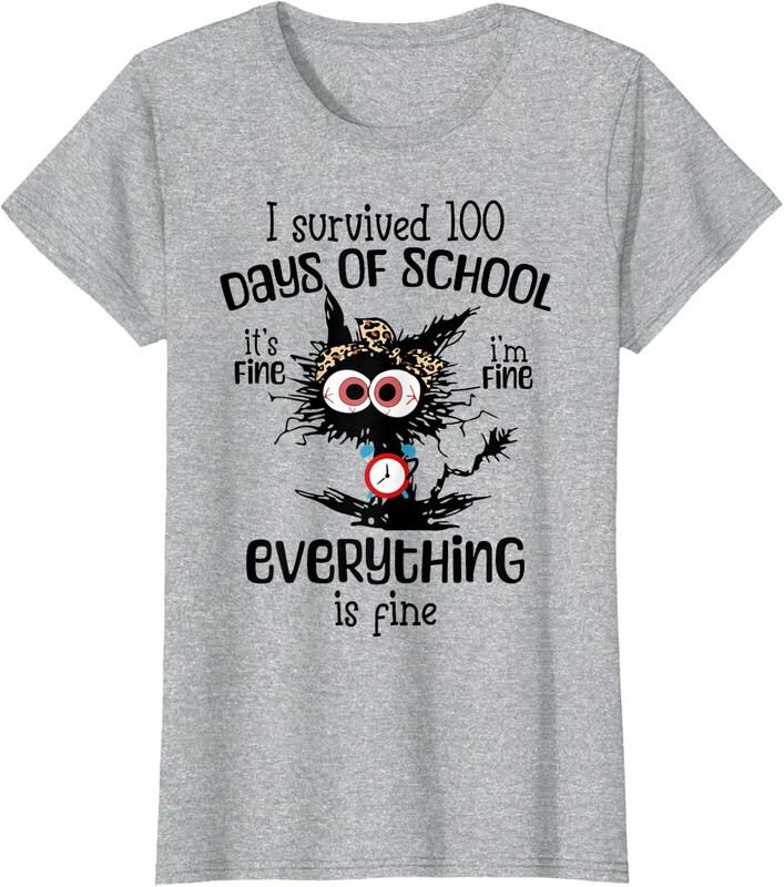 I Survived 100 Days Of School Gift Everything Is Fine Ladies' Crewneck T-Shirt