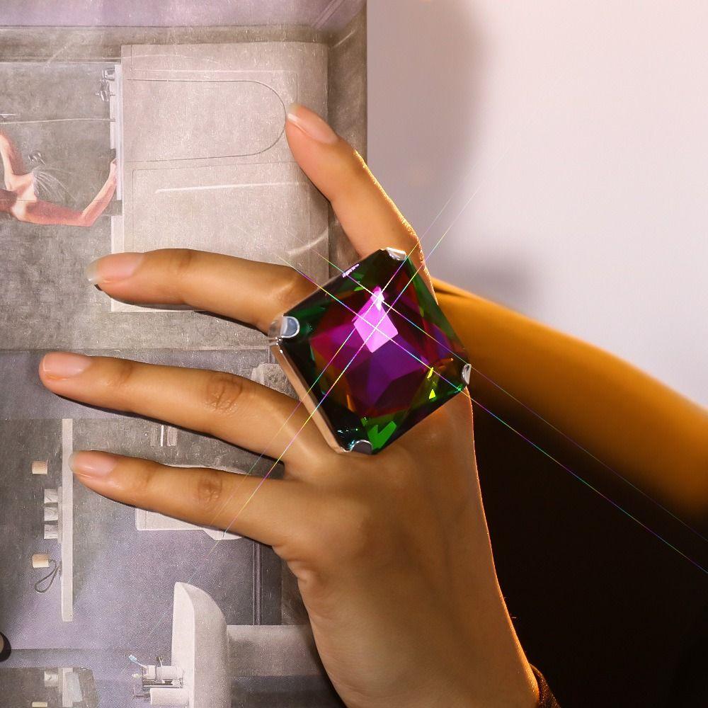 Квадратное кольцо со стразами Свадебное Хрустальное Украшение на палец Винтажные Большие Кольца