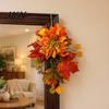 Thanksgiving Door Decor Artificial Maple Leaf Decoration, Autumn Decoration with Leaves Faux Dahlia, Exquisite Floral Rustic Hanging Ornament
