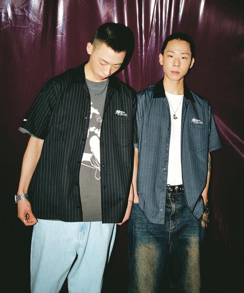VISION STREETWEAR Vsw Stripe Open Collar Shirt Black
