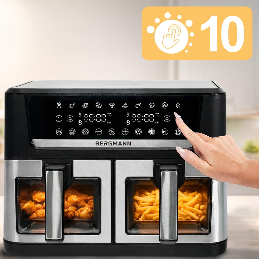 Frytkownica beztłuszczowa BERGMANN YO 2 komory poziome 6l+6L 2800W N