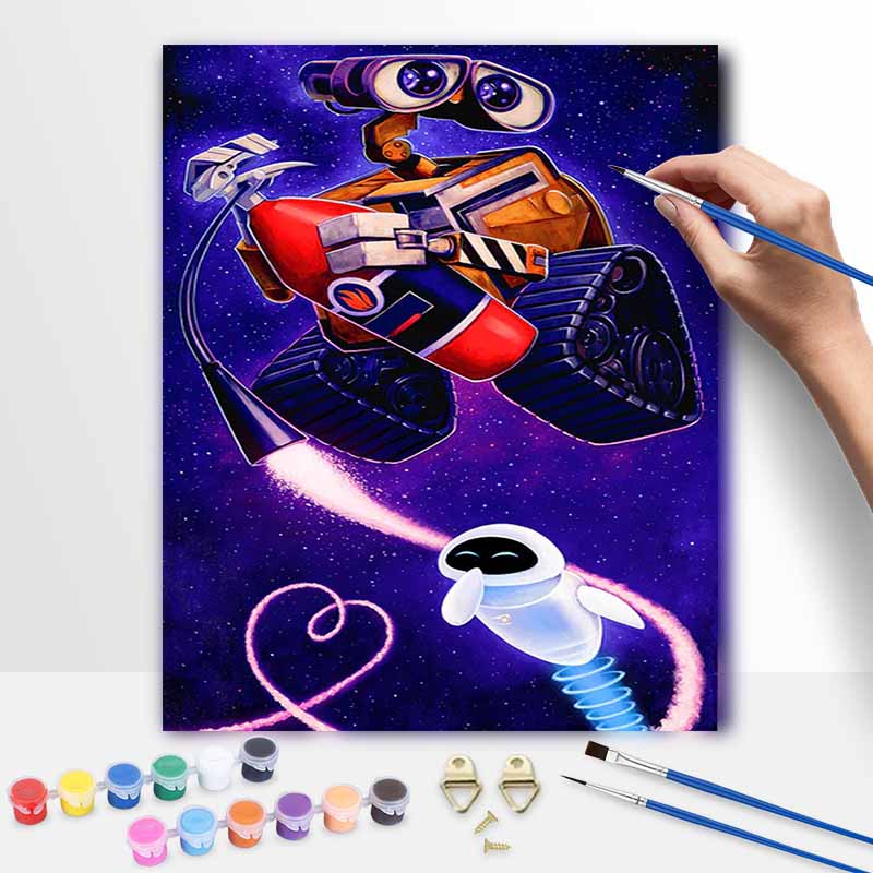 Disney Валл-И Ева цифровая масляная живопись DIY ручная раскраска картина домашний декор подарок для возлюбленной романтическое звездное небо настенное искусство