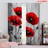 2 шт., 2D плоская печать Шторы и оконное убранство Алые маки Полиэстер тканый (без удилища) Арт-деко Праздничный для спальни,