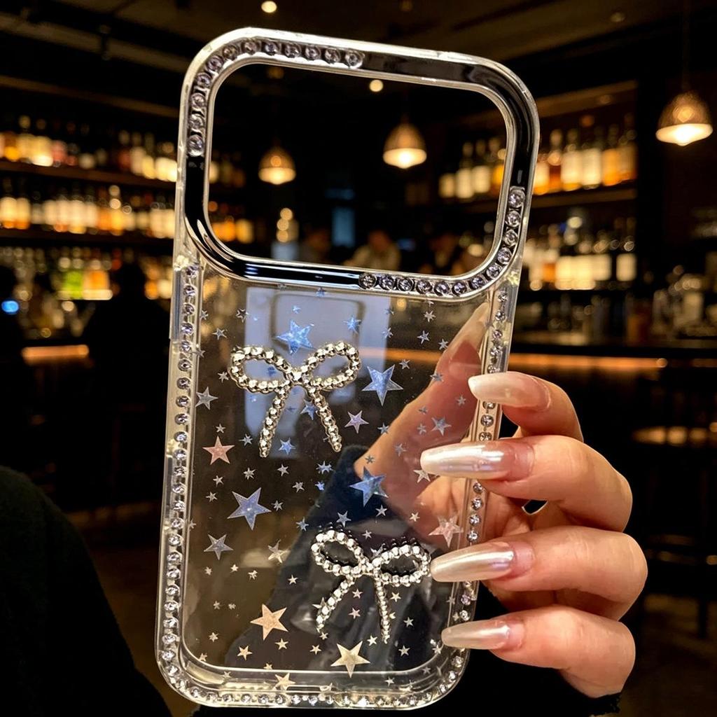 3D чехол с жемчужным сердечком и бантом со стразами для iPhone 16 Pro/17 Pro Max
